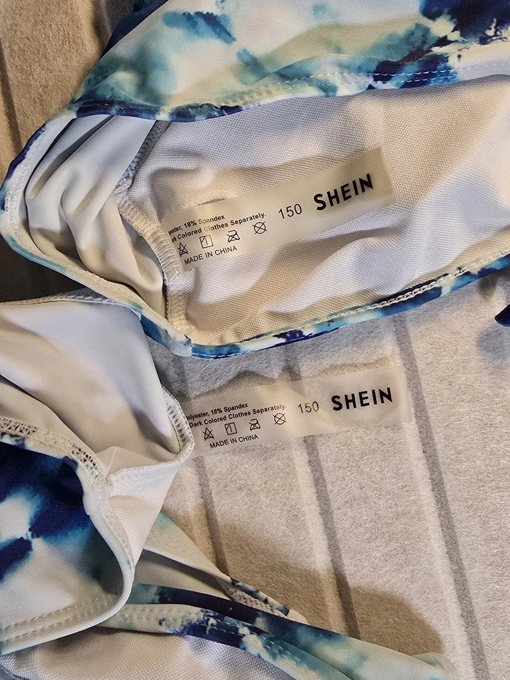 SHEIN Blue Teal Watercolor Tie-Dye Bikini Set